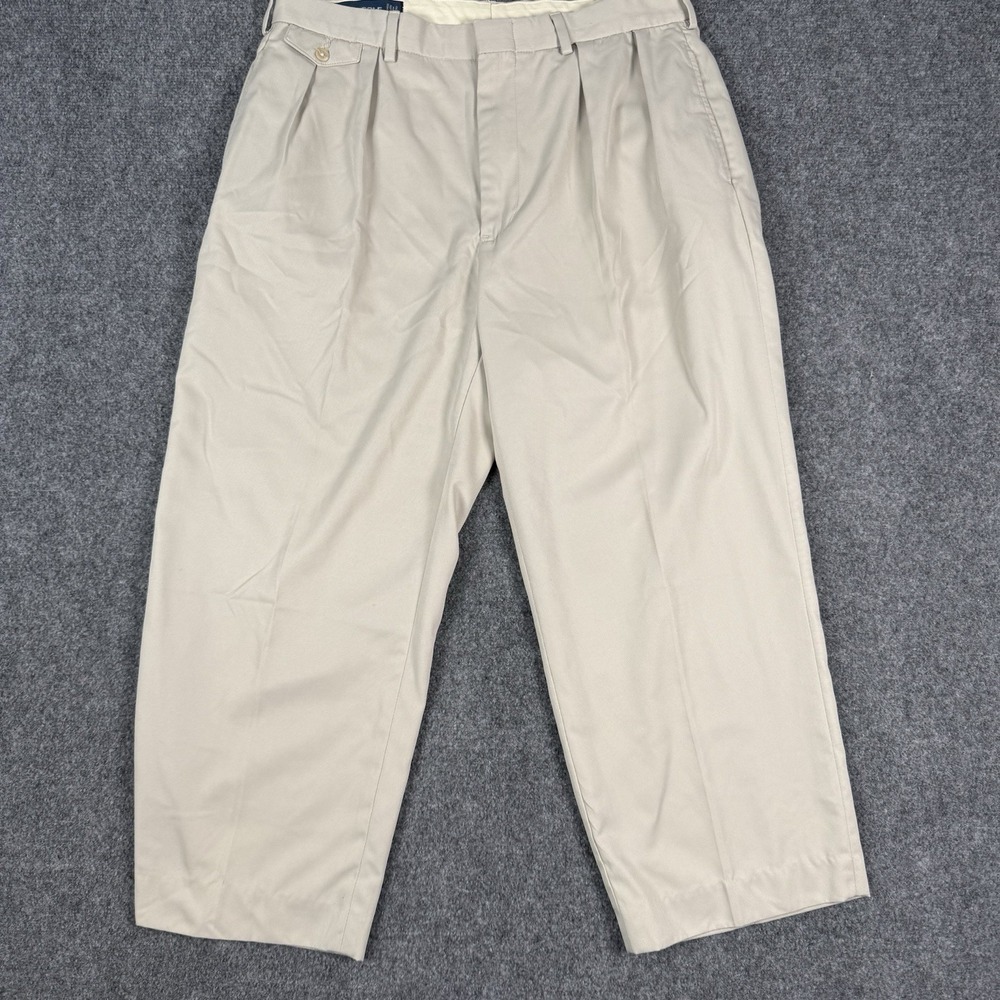 Vintage 90s Polo Golf Ralph Lauren Pleated Pants Mens 34x25 Beige Chino Trouser